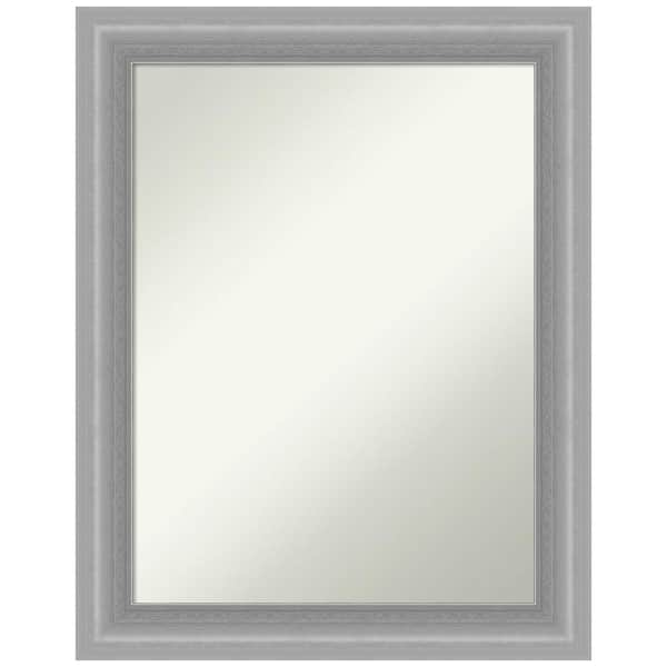Amanti Art Peak Polished Nickel 22.5 in. H x 28.5 in. W Framed Non-Beveled Bathroom Vanity Mirror in Silver
