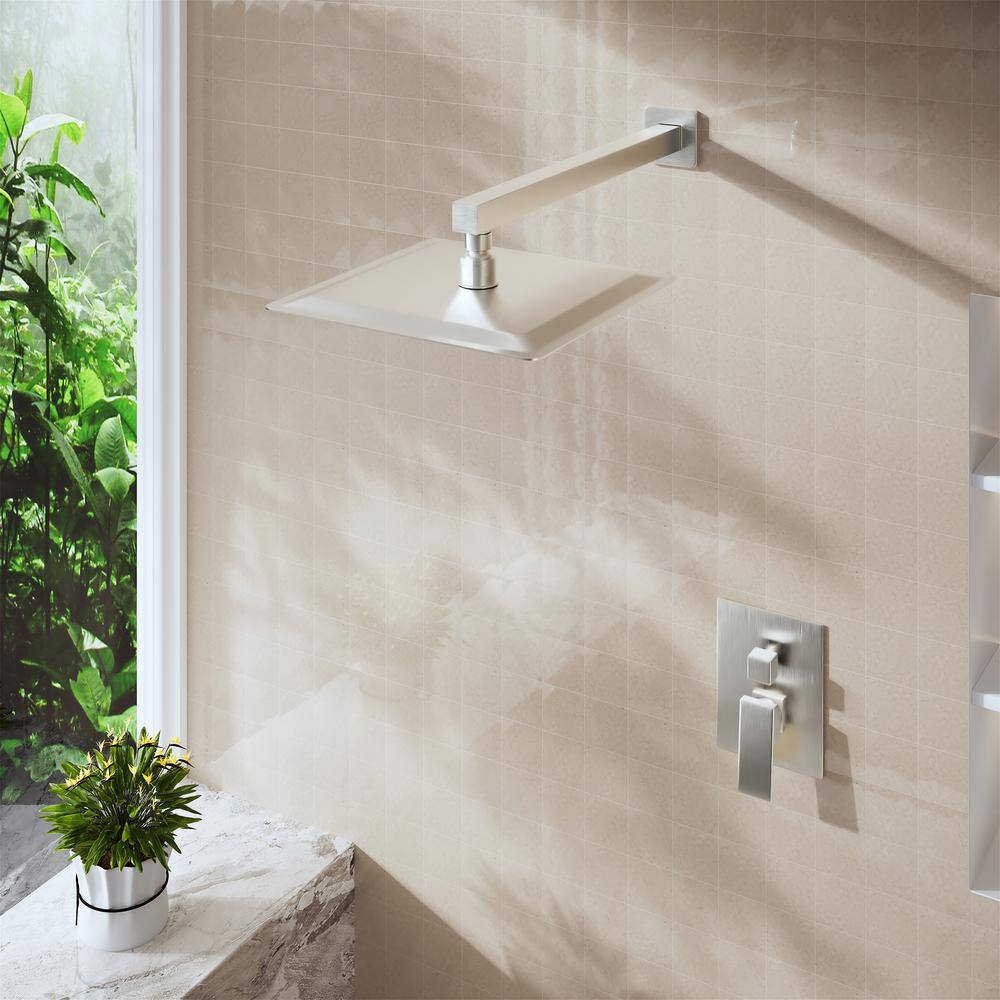 15.75" Brushed Nickel Wall Mounted Square Shower Arm with Flange