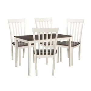 5-Piece Rectangle White, Gray and Brown Wood Top Dining Room Set (Seats 4)