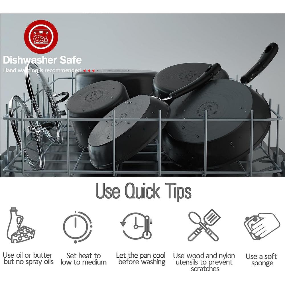 Hard Anodized Nonstick 3-Quart Black Sauté Pan with Lid
