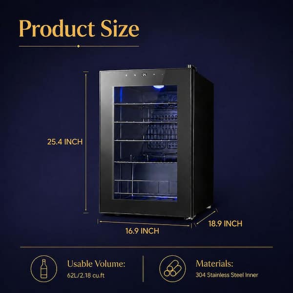 Single Zone 20-Bottles Counter Top/Freestanding Compressor Wine Cooler Fridge Cellar Cooling Unit in Black