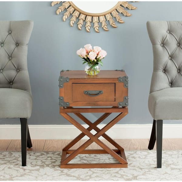 SAFAVIEH Dunstan Dark Brown Storage End Table