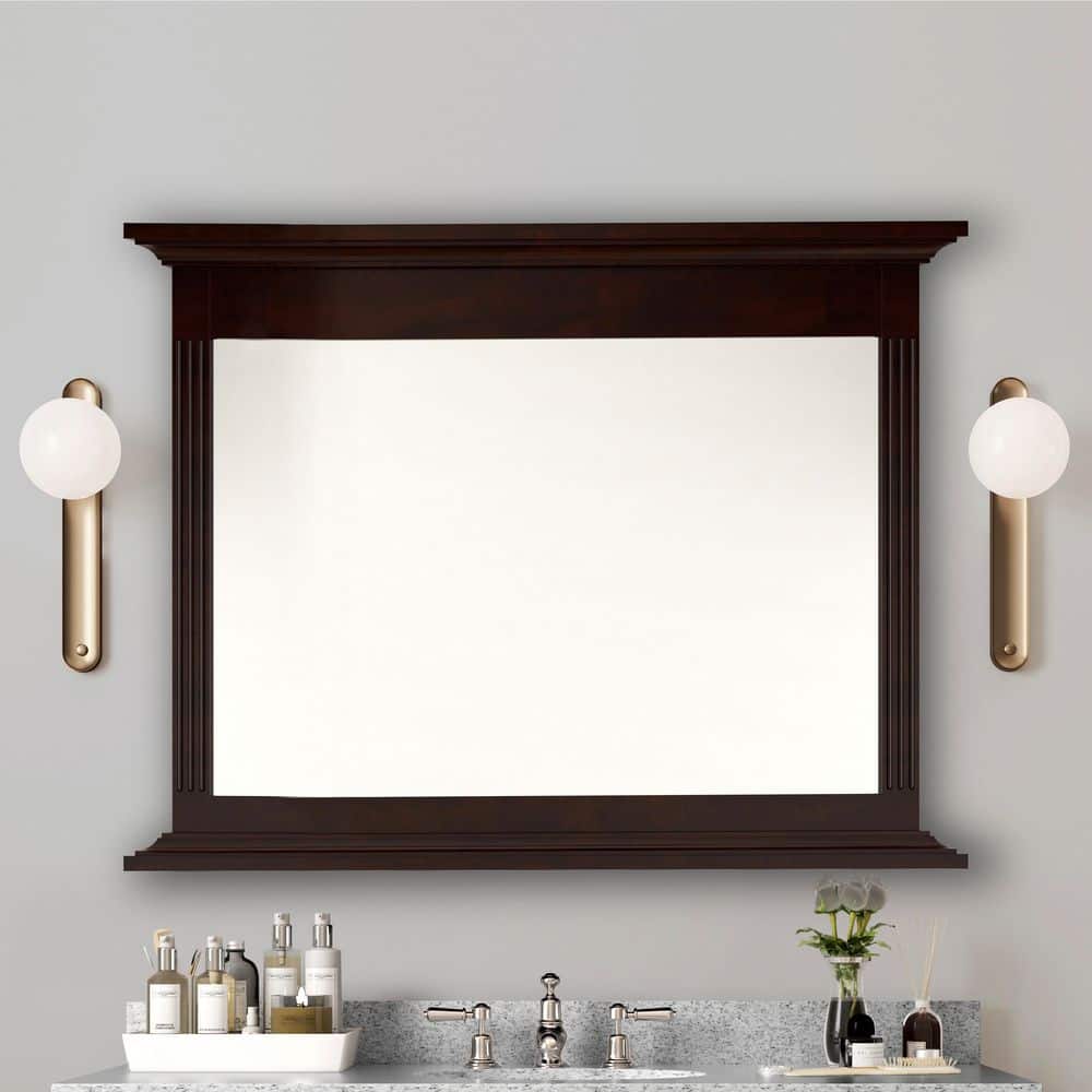 UPC 886393365472 product image for 46 in. W x 32 in. H Rectangular Wood Framed Wall Bathroom Vanity Mirror in Espre | upcitemdb.com