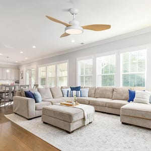 47 in. Indoor White Low Profile Modern Ceiling Fan with 22-Watt