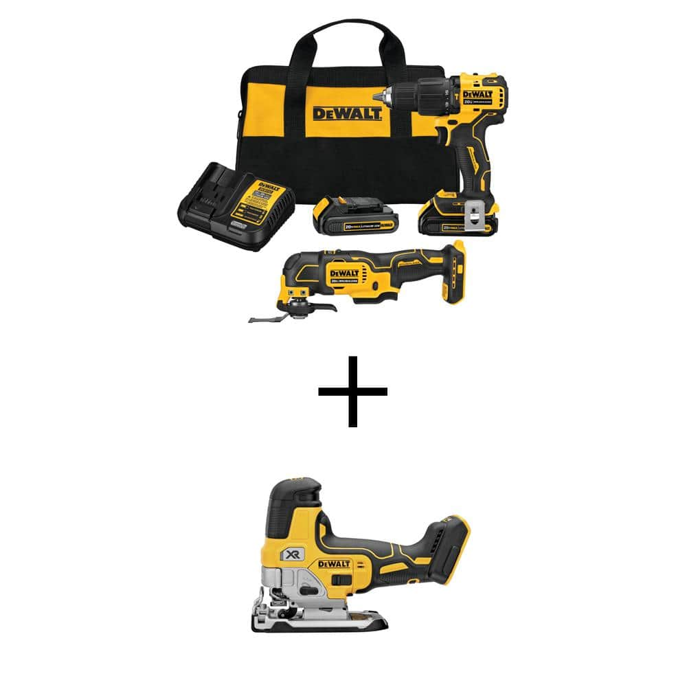 Dewalt Atomic V Max Lithium Ion Cordless Brushless Combo Kit Tool And Barrel Grip Jigsaw W