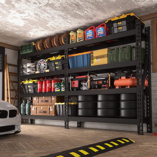4-Tier Metal Heavy-Duty Adjustable Garage Shelving Unit Standard Bookcase in Black (72 in. H x 60 in. W x 18 in. D)