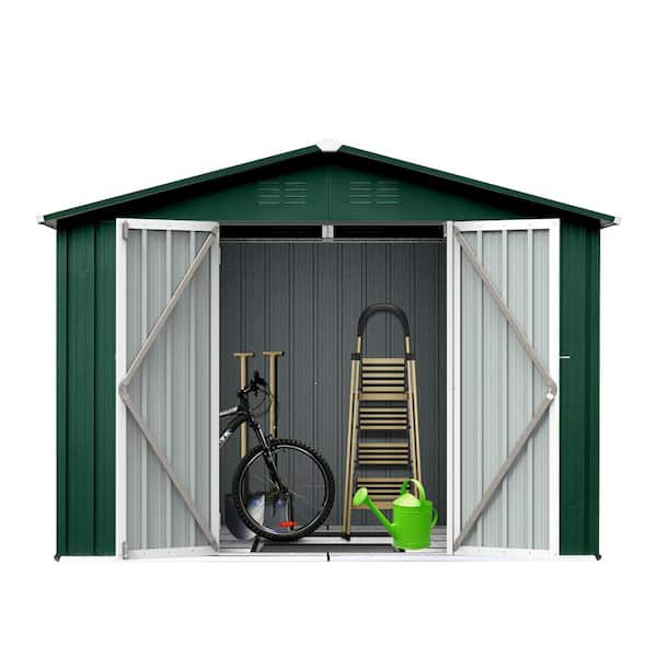 Tatayosi 6 ft. x 8 ft. W Green Outdoor Metal Garden Sheds Storage Sheds 45 sq. ft.