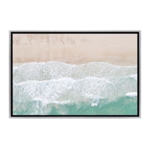Beach Waves from Above by SHD 1 Piece Champagne Polystyrene Framed Coastal Canvas Wall Art 18 in x 12 in. Art