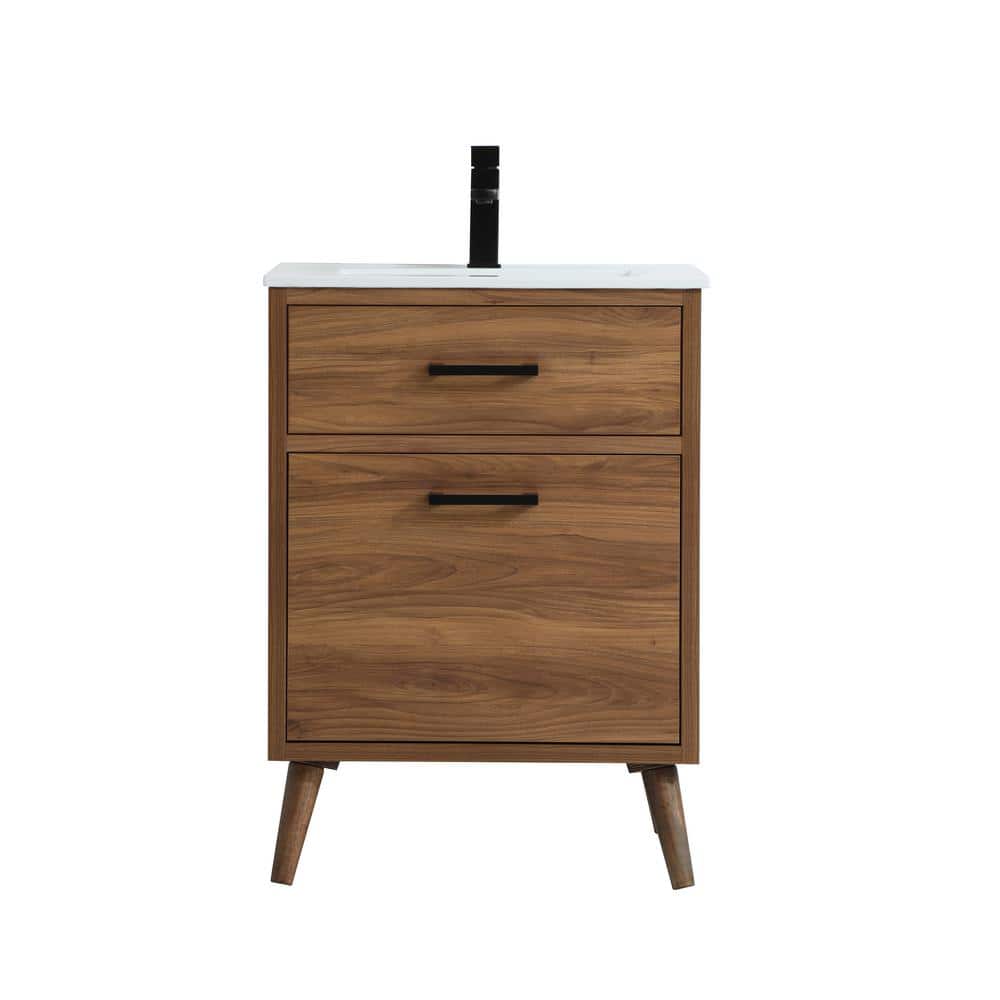 Simply Living 24 in. W x 18.11 in. D x 33.46 in. H Bath Vanity in Walnut Br