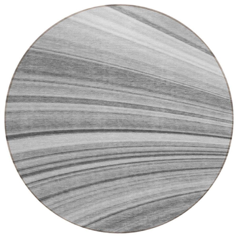 Gray, Silver, Ivory 8 Round ft. Woven Abstract Polyester Round Indoor / Outdoor Area Rug price history on PriceWatchPro