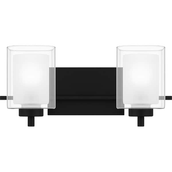 Kolt 17.25 in. 2-Light Matte Black Vanity Light