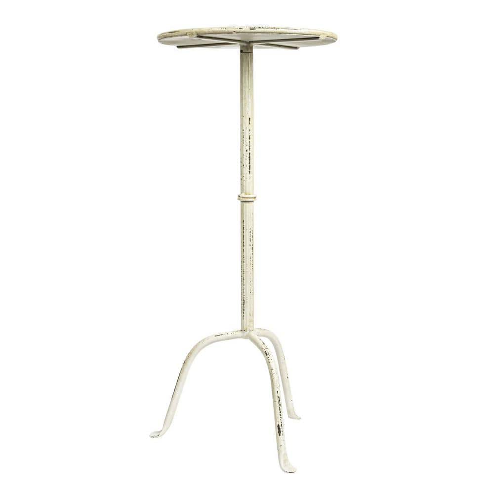 Antique White Metal Round Martini Accent Table