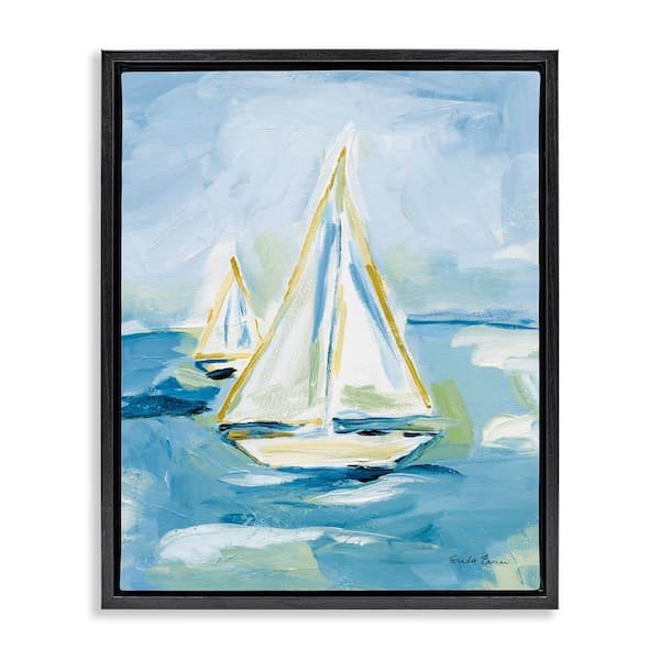 Stupell Industries Setting Sail on Sea by Farida Zaman Black Floater Frame Typography Graphic Art Print 31 in. x 25 in.