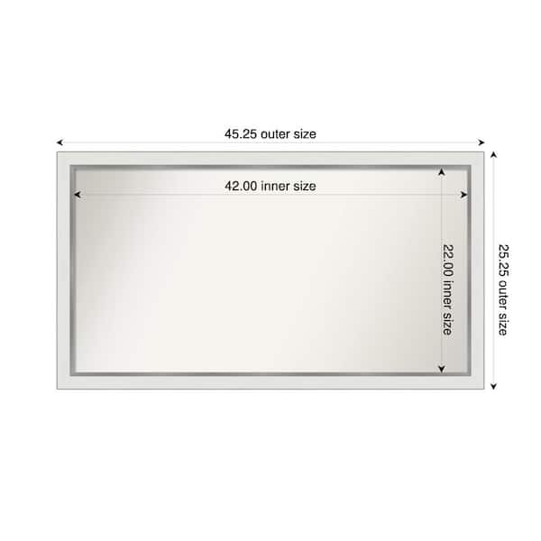 Amanti Art Medium Rectangle Satin White Silver Casual Mirror (25 in. H x 45 in. W)