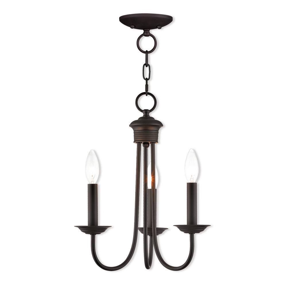 Estate Bronze Mini 3-Light Candelabra Chandelier