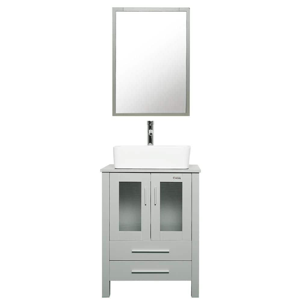 Eclife 24 Bathroom Corner Cabinet with Mirror, Wall Mount Mirror Cabi