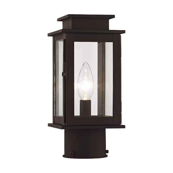 AVIANCE LIGHTING Stickland 10.5 in. 1-Light Bronze Outdoor Cast Brass Hardwired Outdoor Rust Resistant Post Light with No Bulbs Included