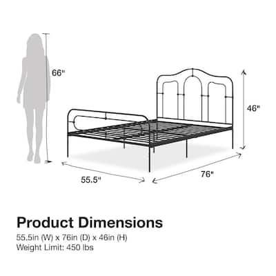 Primrose Black Metal Full Size Bed Frame