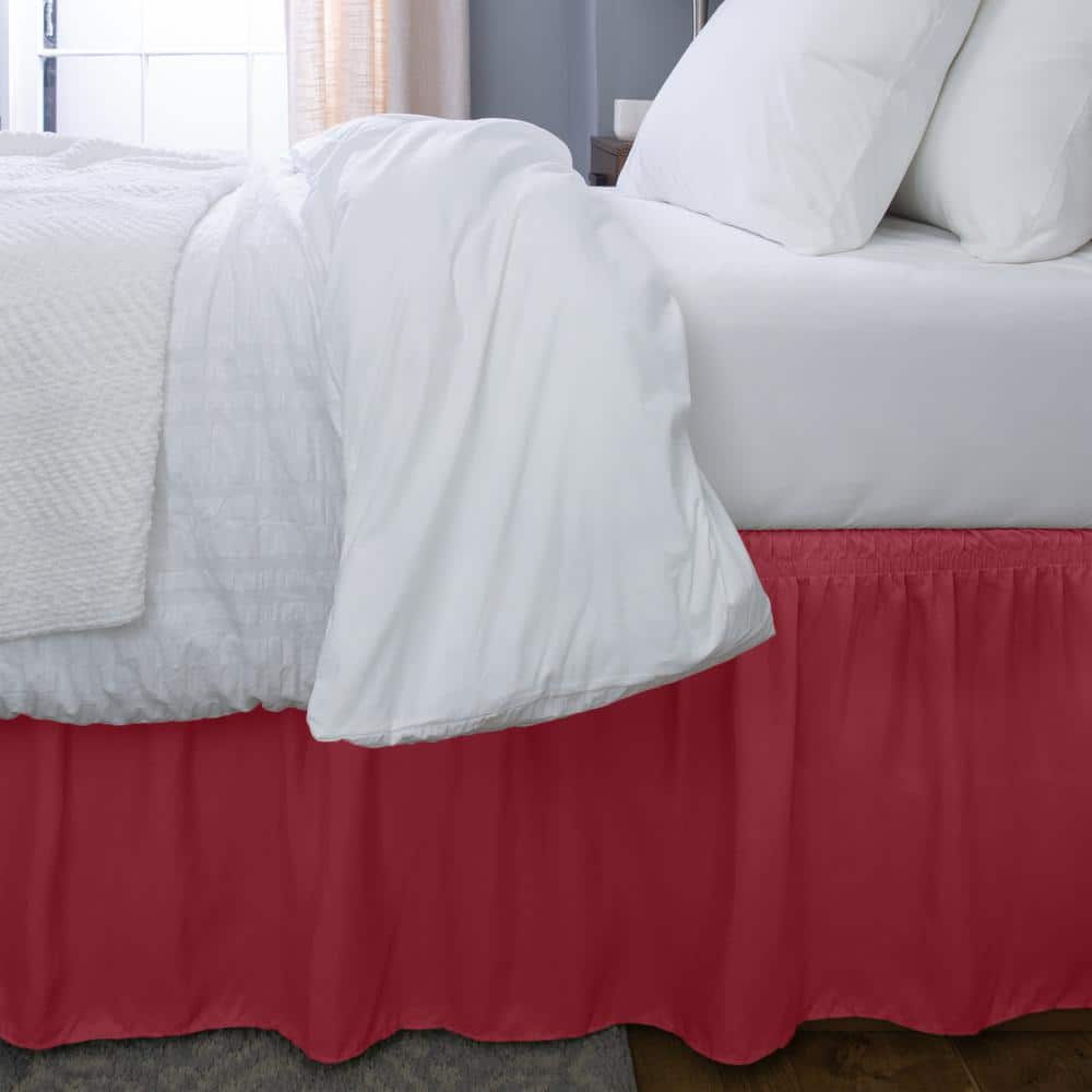 Home Details 18" Drop Wrap Around Bed Ruffle Queen/King in Burgundy
