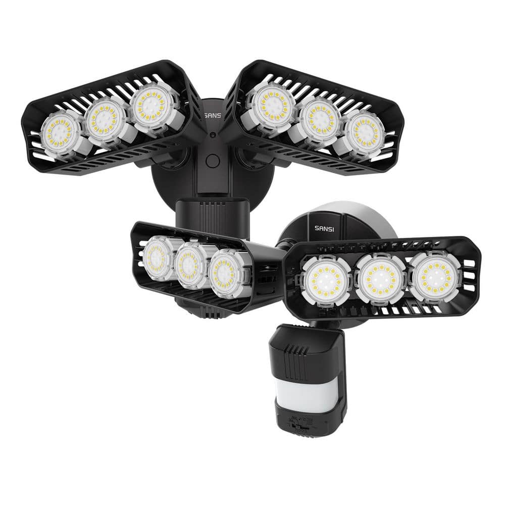 SANSI 38-Watt 5000 Lumens 180° Black Motion Activated Outdoor