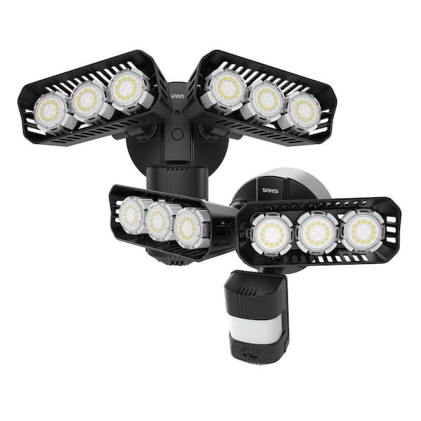 SANSI 38-Watt 5000 Lumens 180° Black Motion Activated Outdoor