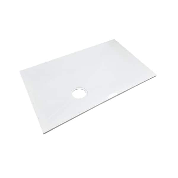 Transolid Ready to Tile 32.28 in. L x 51.2 in. W Alcove Shower Pan Base with Rear Offset Center Drain in White
