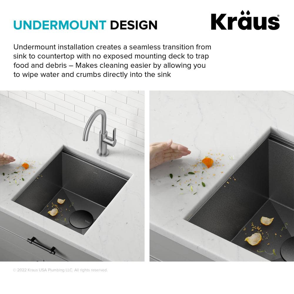 Kore 17" Black Stainless Steel Undermount Workstation Kitchen Sink