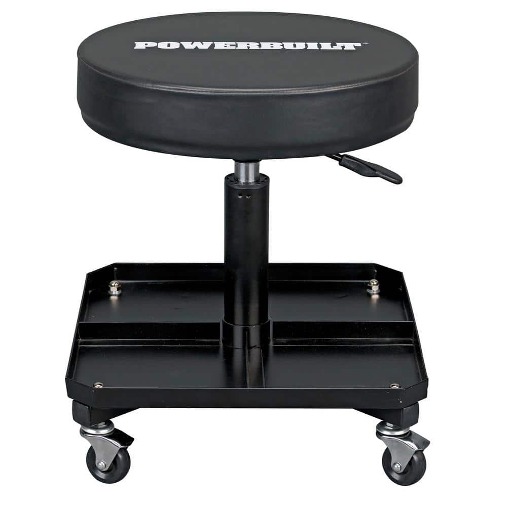 Alltrade Powerbuilt Professional Pneumatic Rolling Shop Seat, Black