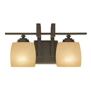 2-Light Bronze Vanity Light with Scavo Glass Shade