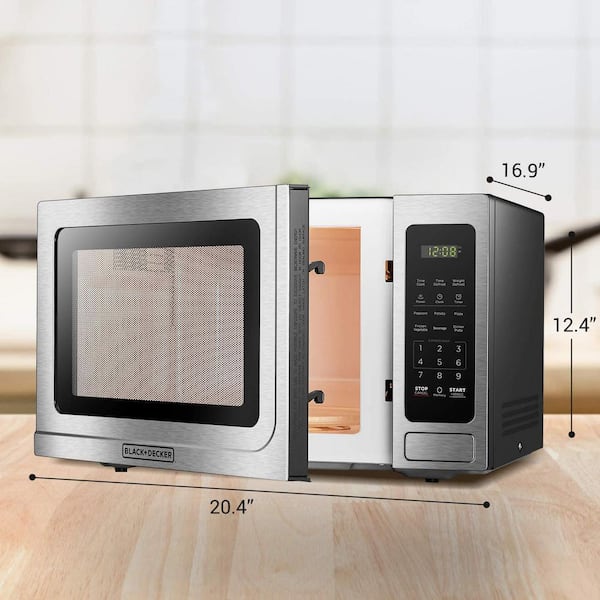 BLACK+DECKER 0.9-cu ft 1000-Watt Countertop Microwave (Stainless