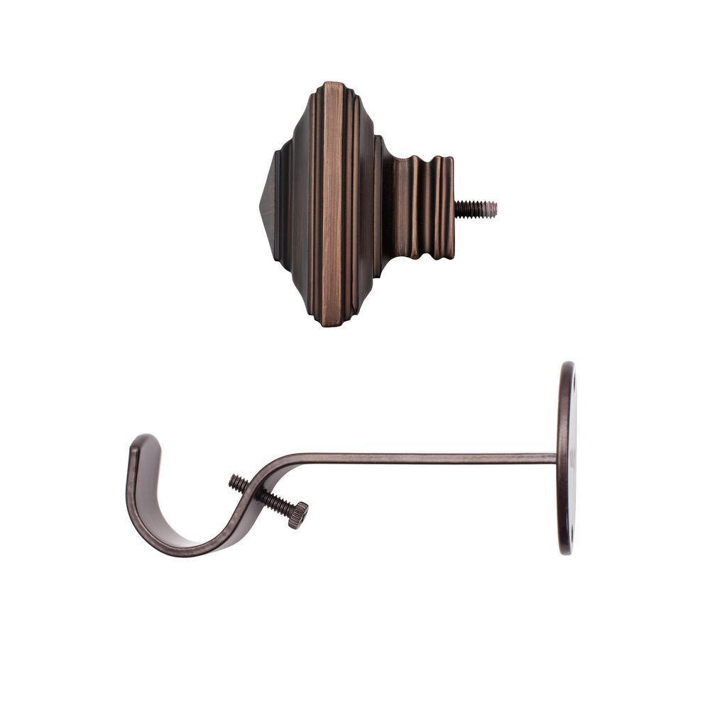 Florence Antique Bronze Adjustable Curtain Rod with Square Finials