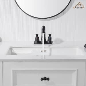 4 in. Centerset Double Handle Mid Arc Bathroom Sink Faucet Lavatory Faucet with Stainless steel Drain in Matte Black