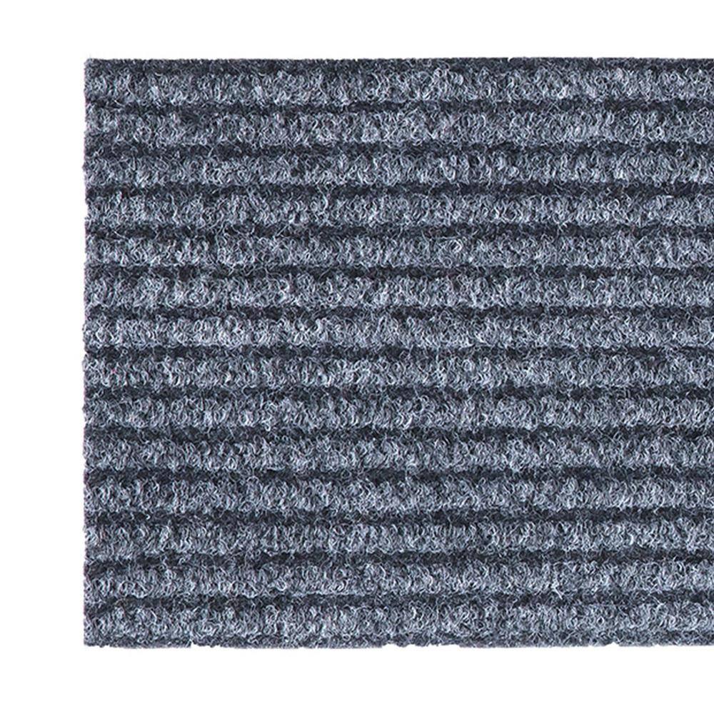 Gray Ribbed Non-Slip Rubberback Stair Treads, 8" x 30", 7 Pack