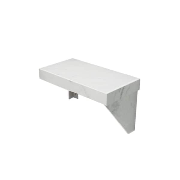 Transolid Studio 24 in. W x 12 in. D Solid Surface Rectangular Shower Seat in White Carrara