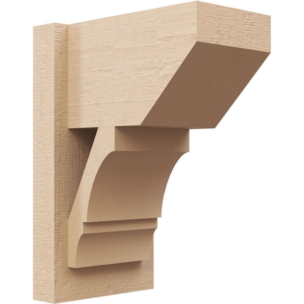 Ekena Millwork 8 in. x 16 in. x 12 in. Balboa Slat Rough Cedar Woodgrain Timberthane Polyurethane Outlooker, Primed Tan
