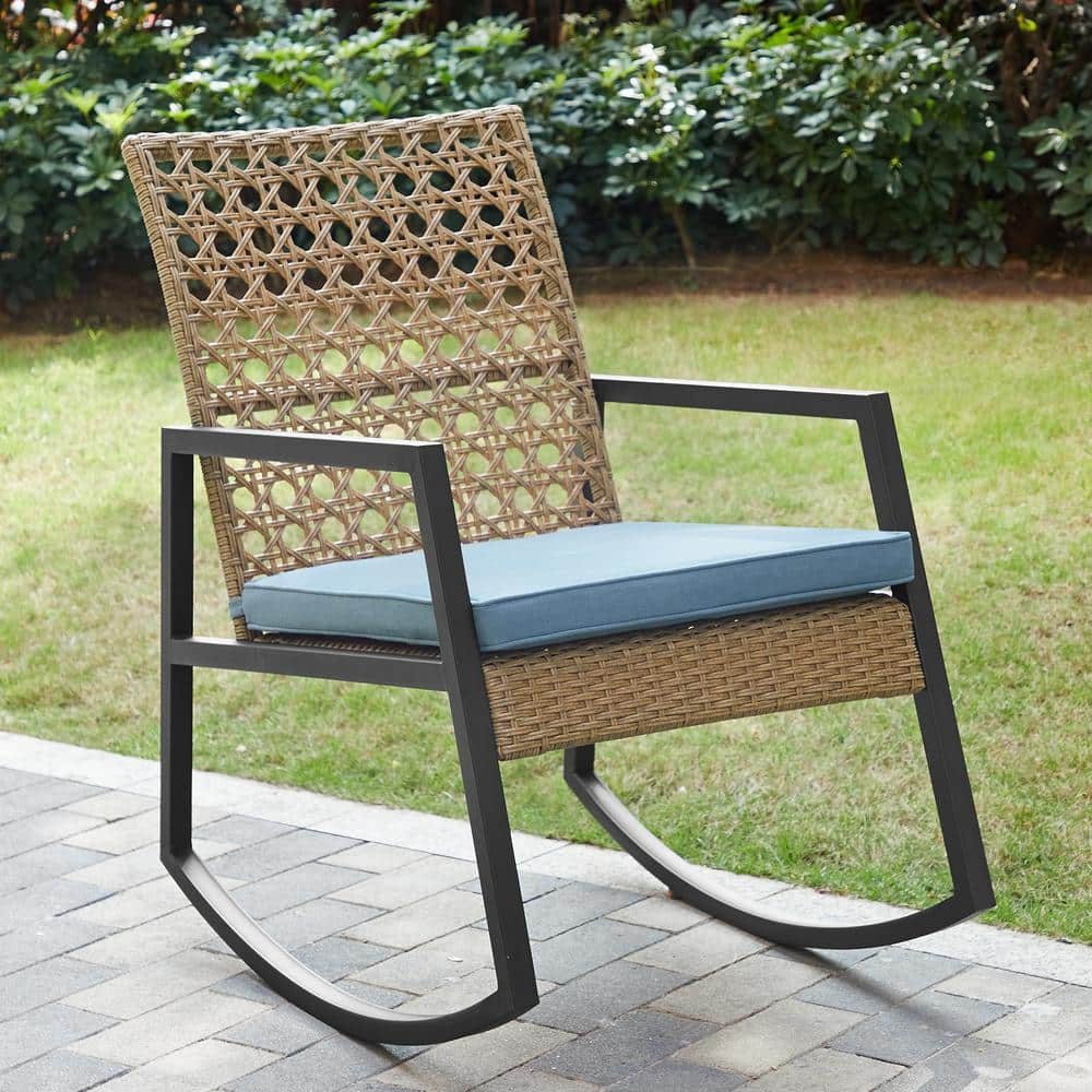 shifflett modern patio rocking chair with cushions