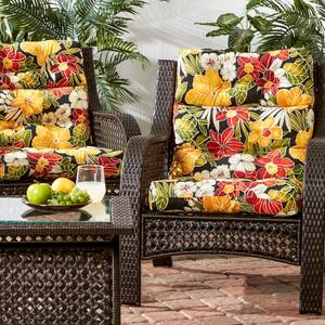 Aloha Black Outdoor High Back Dining Chair Cushion (2-Pack)