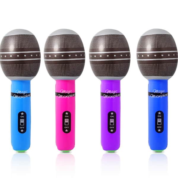 Novelty Place 10 in. Inflatable Microphone Set for Kids Party Favors, Inflatable Toys (12-Pack)