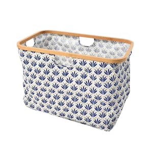 Blue Cacti Krush Laundry Basket with Bamboo Rim