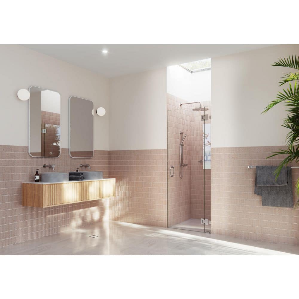 78" Frameless Clear Glass Shower Door with Polished Chrome Hinges