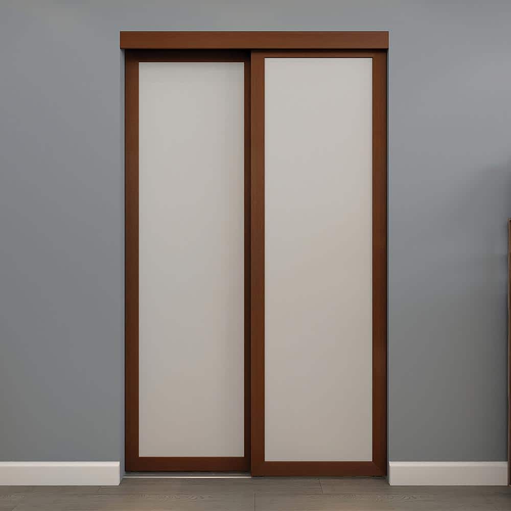 48 in. x 80.5 in. 1-Lite Gunstock Fusion Frosted Sliding Closet Door