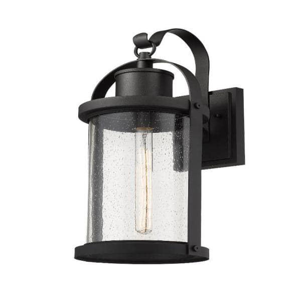 Filament Design 1 Light Black Outdoor Wall Sconce With Clear Seedy Glass Hd Te32281 The Home Depot Light Black Outdoor Wall Sconce With, Black Outdoor Wall Sconce