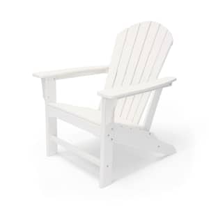 Hampton White Patio Plastic Adirondack Chair and Table Set (3-Piece)