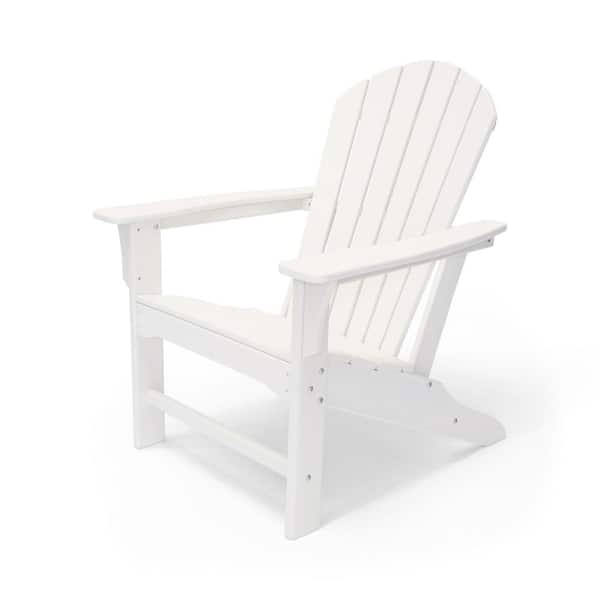 LuXeo Hampton White Patio Plastic Adirondack Chair and Table Set (3-Piece)