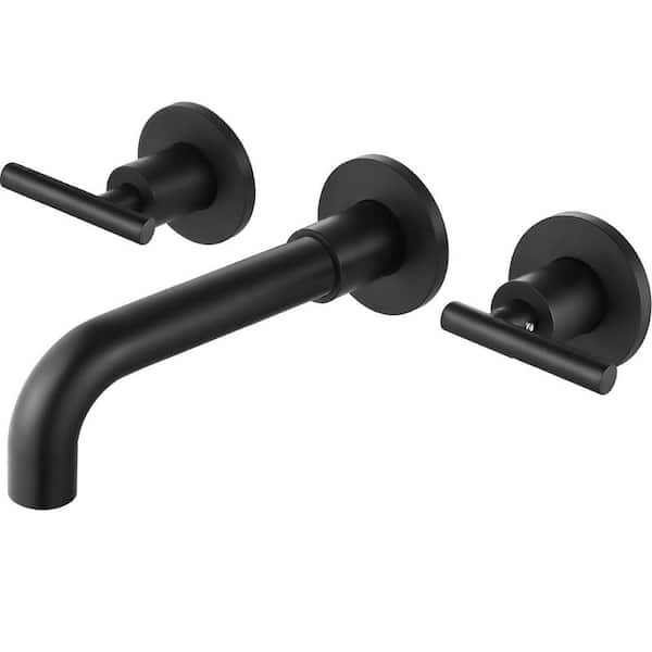 Double Handle Wall Mounted Bathroom Faucet in Stainless Steel in Polish Chrome