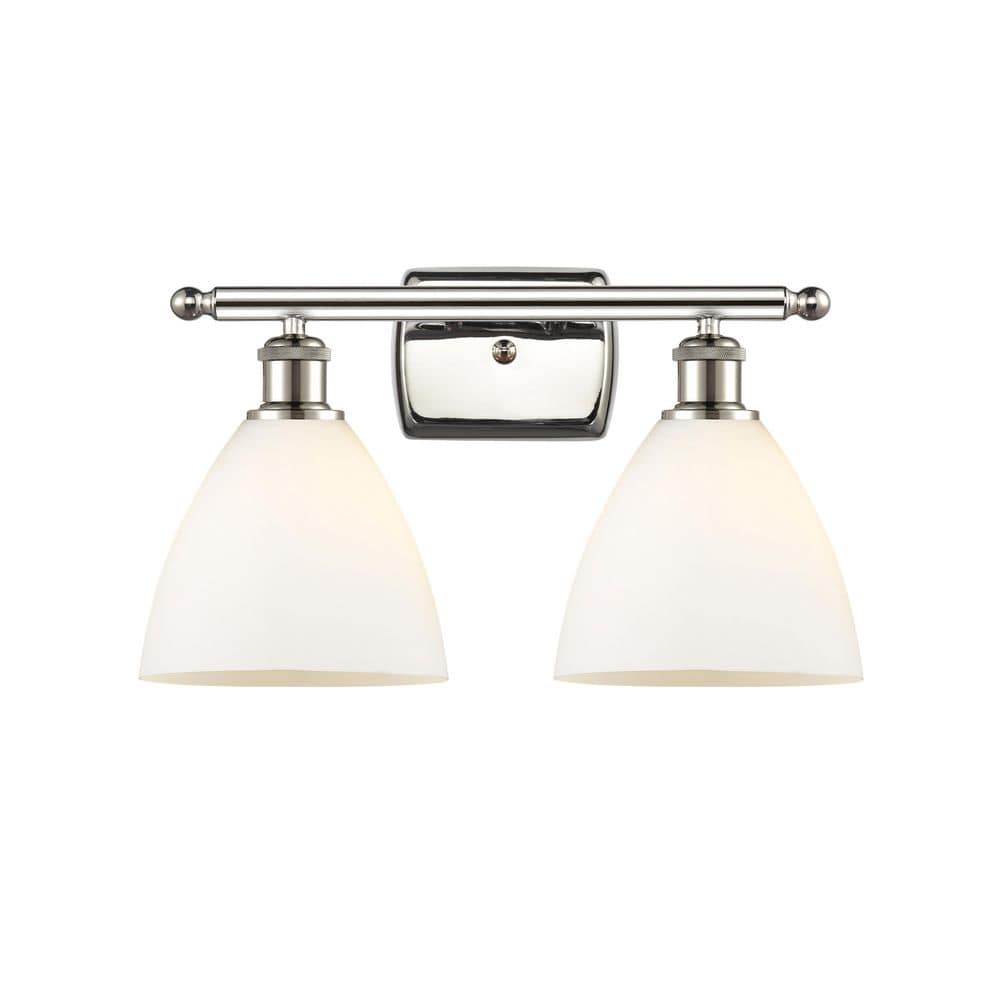 Bristol Glass 18 in. 2-Light Polished Nickel Vanity Light with Glass Shade price history on PriceWatchPro