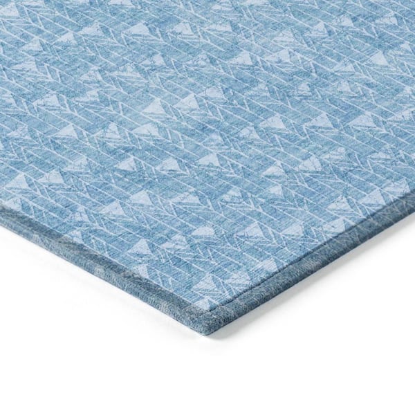 Blue 9 ft. x 12 ft. Woven Geometric Polyester Rectangle Indoor/Outdoor Area Rug