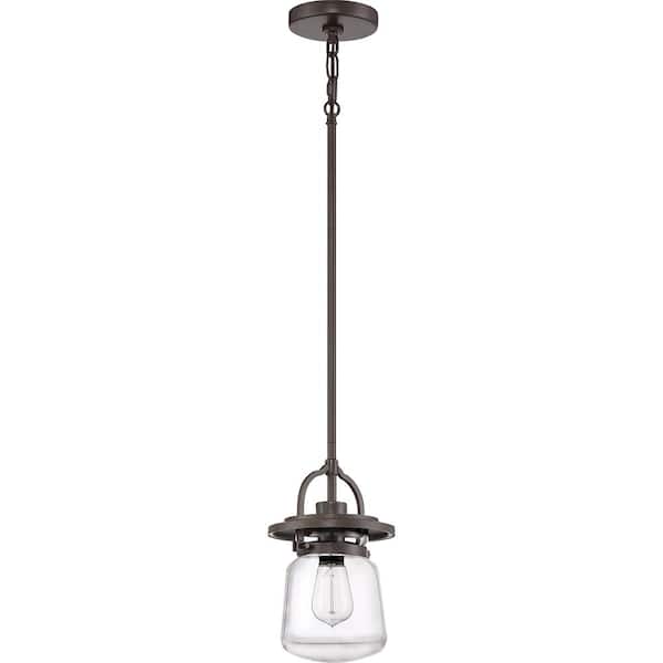 Quoizel LaSalle Western Bronze Transitional Clear Glass Jar Pendant Light