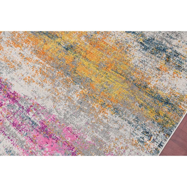 Montana 9 x 12 Orange/Pink Abstract Pattern Area Rug for High Traffic Living Room Dining Room Bedroom