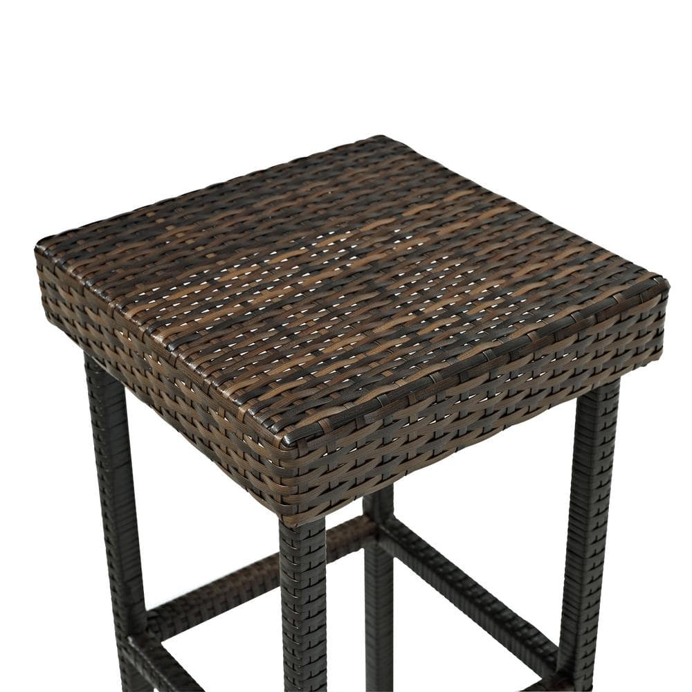 Palm Harbor Brown Wicker Outdoor Bar Height Stool Set